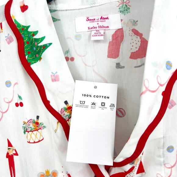SANT AND ABEL X KATHY HILTON Christmas Magic Print Nightshirt XL White Multi NWT - Picture 6 of 9